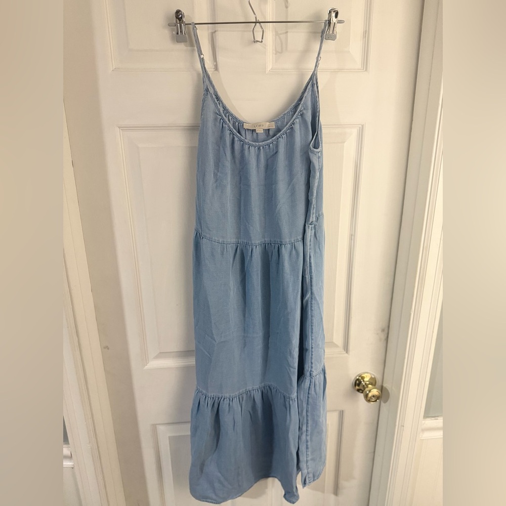 Loft Blue Multi Layer Dress Petite